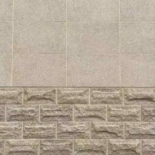 酒泉 黄金麻自然面蘑菇石配荔枝面干挂