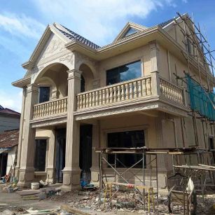 酒泉 黄金麻花岗岩石材私人别墅雕花门楼柱阳台栏杆