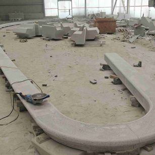 酒泉 芝麻白花岗岩弧形花坛石，坐凳石