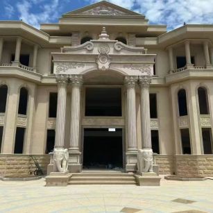 酒泉 黄金麻别墅外墙干挂，大柱，大象，蘑菇石，雕花板