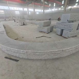 酒泉 芝麻白异形坐凳，自然面光面弧形加工