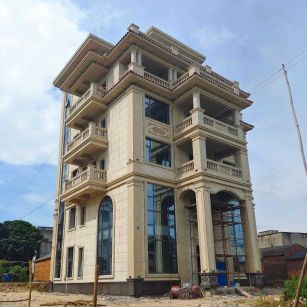 酒泉 黄金麻花岗岩石材别墅外墙干挂搭配（雕花栏杆花瓶柱门楼罗马柱）