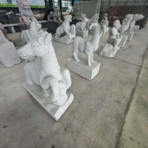 酒泉 芝麻白花岗岩造型立体雕刻——十二生肖