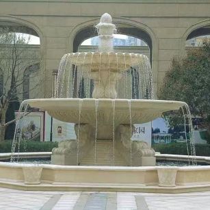 酒泉 黄金麻花岗岩异型加工——户外庭院石雕流水喷泉