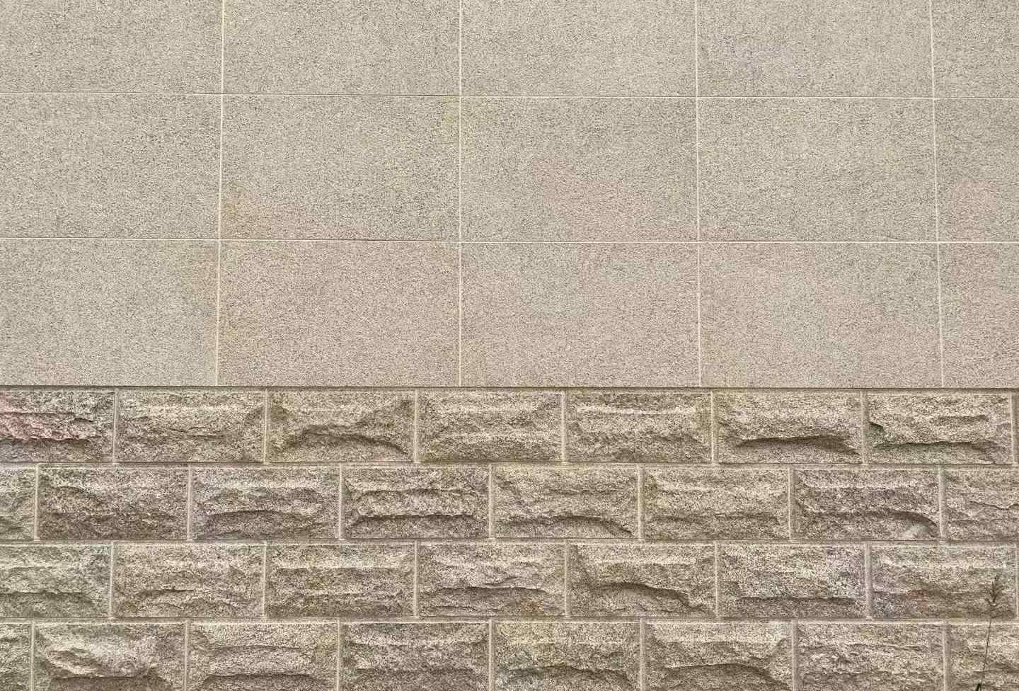 酒泉 黄金麻自然面蘑菇石配荔枝面干挂